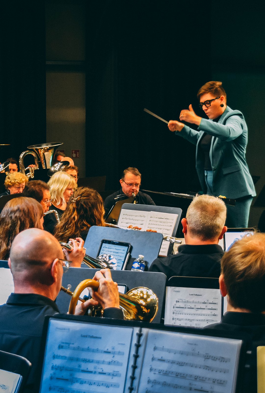 Blik vanuit het orkest tijdens een repetitie van Willen Is Kunnen